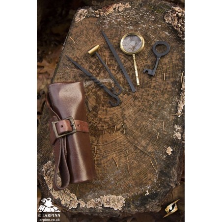 Thieves Tools in Leather Roll Bag - Brown