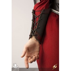 Warrior Bracers - Leather - Black & Red