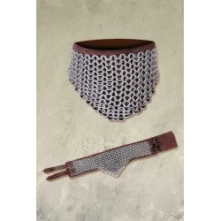 Chainmail Collar with Brown Leather