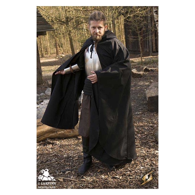 Cape Longue Noire Avec Capuche - Costume Gothique Sorcière Vampire Pour Halloween, Soirée, Photos